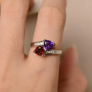 Amethyst with garnet ring