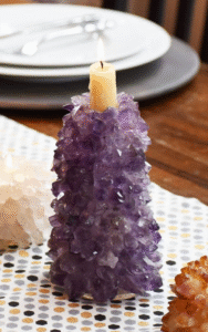amethyst crystal candle holder